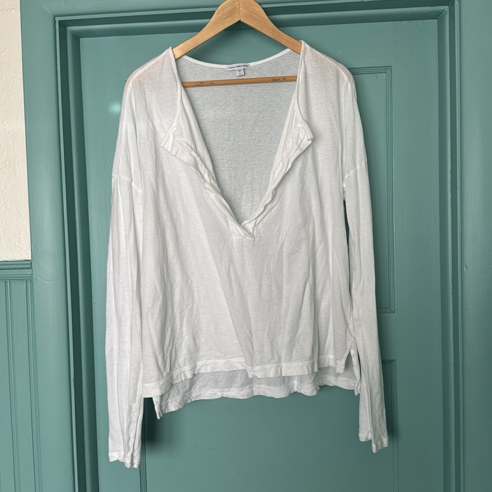 James Perse  Split Neck Raglan Tee Size 4 / Large - Picture 10 of 13